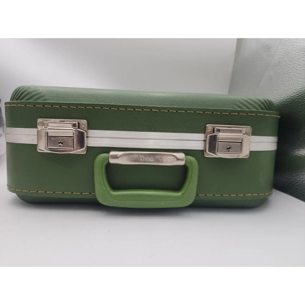 Vintage Trojan Hard Shell Weekender Luggage Suitcase Avocado Green 16